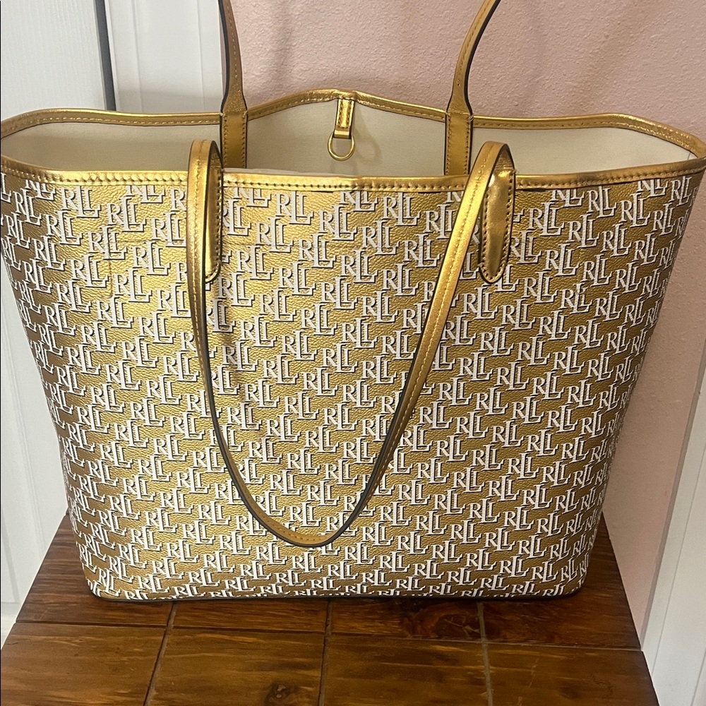 Ralph Lauren Gold and Cream Tote - Picture 3 of 6